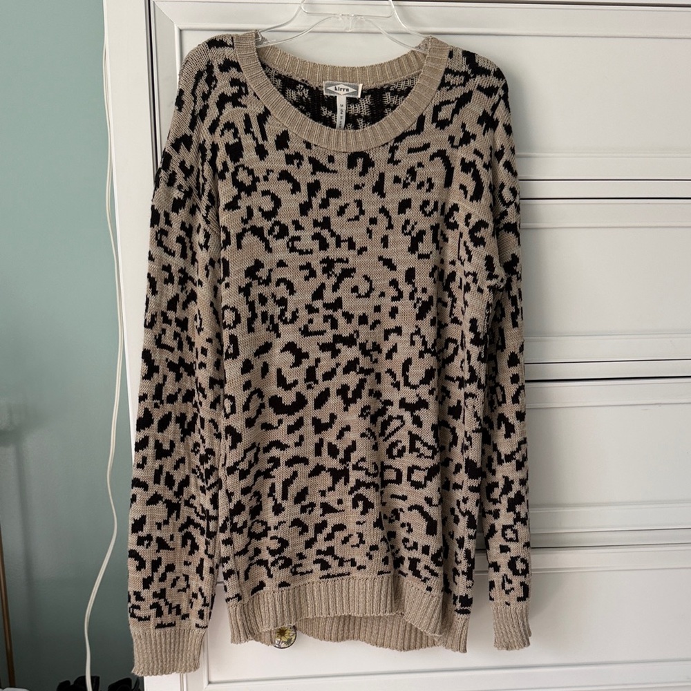 Kirra Leopard Print Sweater - Black and Beige
